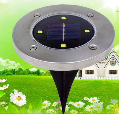 Solar LED Underground Lamp - Stainless Steel Lawn Light for Garden & Outdoor Use, 8 LEDs, Warm/White Light Options, Rechargeable Battery