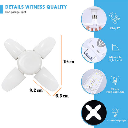 Foldable LED Fan Bulb - 28W Industrial Ceiling Light