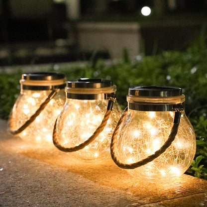 Solar Crack Glass Light - Warm White LED, Copper Wire 30 Lights, Waterproof, Solar-Powered, Indoor/Outdoor Decor for Weddings & Parties