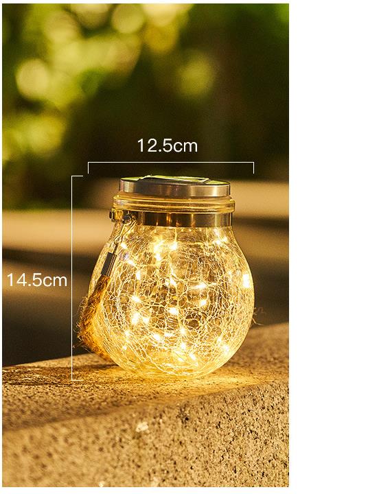 Solar Crack Glass Light - Warm White LED, Copper Wire 30 Lights, Waterproof, Solar-Powered, Indoor/Outdoor Decor for Weddings & Parties